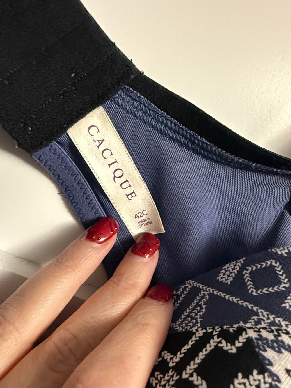 Cacique 42c Printed Support Bra in Navy and White - Picture 2 of 2